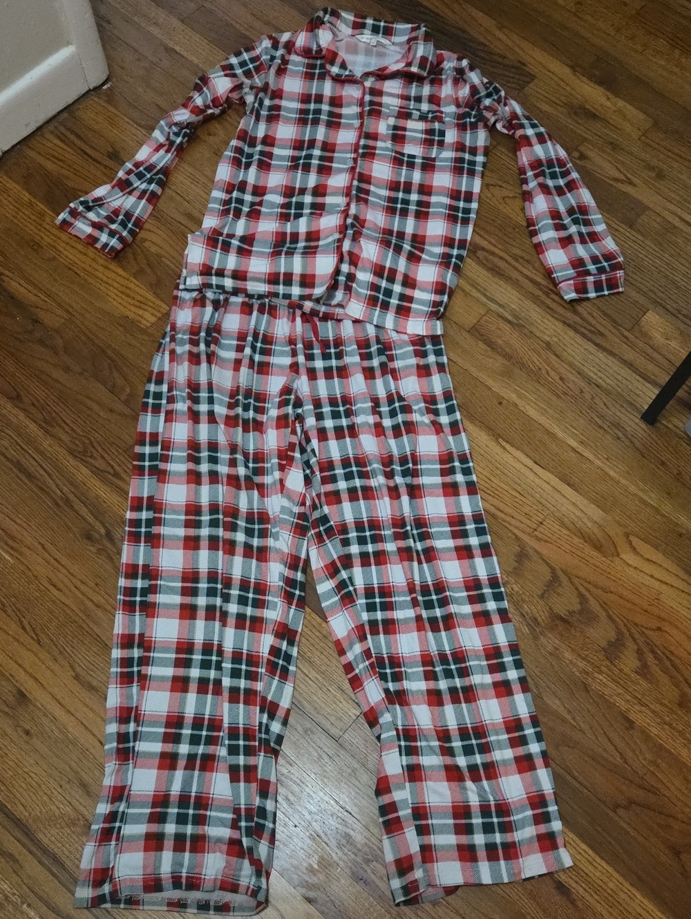 Red and White Plaid Pajama Set Medium/large